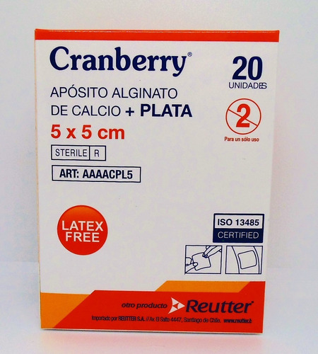 CRANBERRY APOSITO ALGINATO + PLATA 5x5 UNIDAD