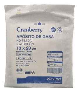 CRANBERRY APOSITO GASA NO TEJIDA +ALGODON 13x23